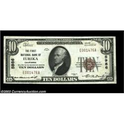 Eureka, CA - $10 1929 Ty. 1 The First NB Ch. # 5986An attractive note from this Humboldt County bank