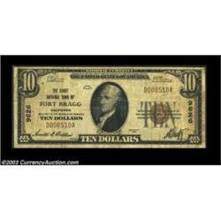 Fort Bragg, CA - $10 1929 Ty. 1 Coast NB of Fort Bragg Ch. # 9626A rare bank from this Mendicino Cou