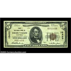 Grass Valley, CA - $5 1929 Ty. 1 The First NB Ch. # 12433A nice grade example from this much sought.