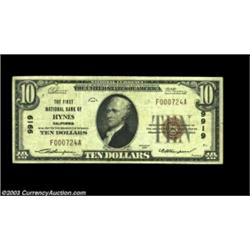 Hynes, CA - $10 1929 Ty. 1 First National Bank of Hynes Ch. # 9919A rare Los Angeles County bank tha