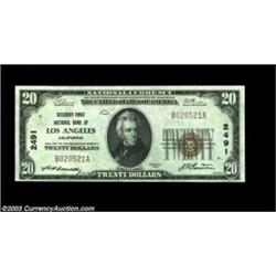 Los Angeles, CA - $20 1929 Ty. 1 Security-First NB of Los Angeles Ch. # 2491A bank which issued unde