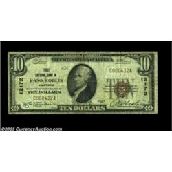 Paso Robles, CA - $10 1929 Ty. 1 First NB Ch. # 12172A much in demand San Luis Obispo County bank, a