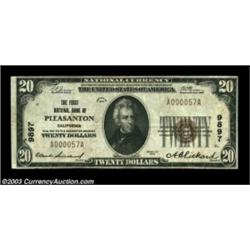 Pleasanton, CA - $20 1929 Ty. 1 The First NB Ch. # 9897A very scarce Alameda County note from the on