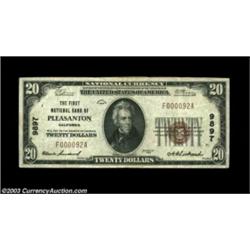 Pleasanton, CA - $20 1929 Ty. 1 The First NB Ch. # 9897This example bears the second title layout se