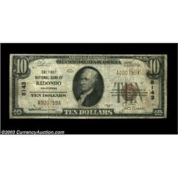 Redondo, CA - $10 1929 Ty. 1 First NB of Redondo Ch. # 8143A nice Fine-Very Fine small size note tha