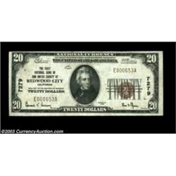 Redwood City, CA - $20 1929 Ty. 1 First NB of San Mateo County at Redwood City Ch. # 7279Not at all.