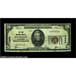 Riverdale, CA - $20 1929 Ty. 1 The First NB Ch. # 10200A great note from one of the most thinly capi