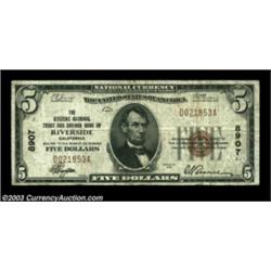 Riverside, CA - $5 1929 Ty. 1, $10 1929 Ty. 1 Citizens NT & SB of Riverside Ch. # 8907A nice circula