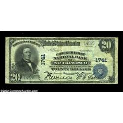 San Francisco, CA - $20 1902 Plain Back Fr. 653 Crocker First National Bank of San Francisco Ch. # 1