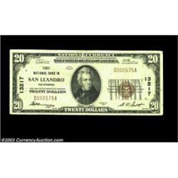 San Leandro, CA - $20 1929 Ty. 1 First NB in San Leandro Ch. # 13217The census reports 23 notes from