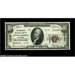 Santa Monica, CA - $10 1929 Ty. 2 American NB of Santa Monica Ch. # 12787The limited supply of notes
