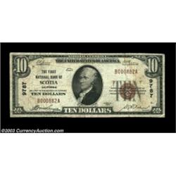 Scotia, CA - $10 1929 Ty. 1 First NB of Scotia Ch. # 9787A second example from this scarce community