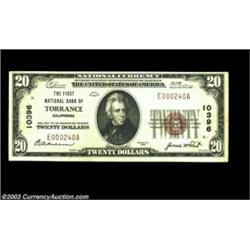 Torrance, CA - $20 1929 Ty. 1 First NB of Torrance Ch. # 10396The census only lists eight small size