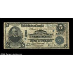 New Haven, CT - $5 1902 Plain Back Fr. 598 The National Tradesmens Bank Ch. # (N)1202Evenly circulat