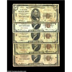 A Group of Five Connecticut 1929 NationalsBridgeport, CT - $5 1929 Ty. 1 FNB & TC Ch. # 335 VGStamfo