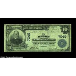 Henry, IL - $10 1902 Plain Back Fr. 624 The Henry NB Ch. # 7049A by no means common large note from.