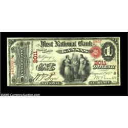 Kansas, IL - $1 Original Fr. 382 The First NB Ch. # 2011A lovely First Charter ace with as bright a.