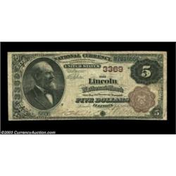 Lincoln, IL - $5 1882 Brown Back Fr. 469 The Lincoln NB Ch. # 3369This $5 Brown Back is the earliest