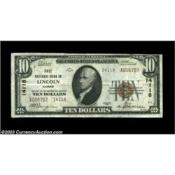 Lincoln, IL - $10 1929 Ty. 2 First NB Ch. # 14118A high grade example which is new to the 14000 char