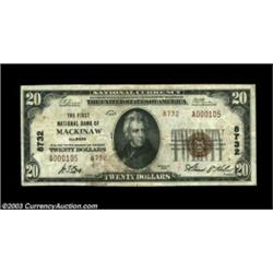 Mackinaw, IL - $20 1929 Ty. 2 The First NB Ch. # 8732A scarcer type and denomination from this none.