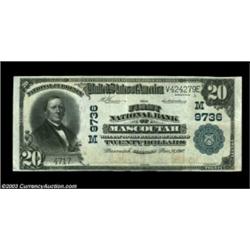 Mascoutah, IL - $20 1902 Plain Back Fr. 653 The First NB Ch. # (M)9736The only bank to issue large n