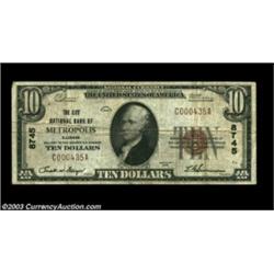 Metropolis, IL - $10 1929 Ty. 1 The City NB Ch. # 8745A nice small example from this well collected.