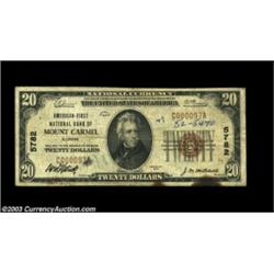 Mount Carmel, IL - $20 1929 Ty. 1 American NB of Mount Carmel Ch. # 5782This is the second title und