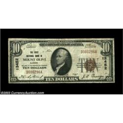 Mount Olive, IL - $10 1929 Ty. 1 The First NB Ch. # 13452A very scarce note from this small Macoupin