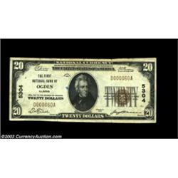 Ogden, IL - $20 1929 Ty. 1 First NB of Ogden Ch. # 5304An especially scarce note from the only issui