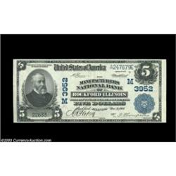 Rockford, IL - $5 1902 Plain Back Fr. 600 The Manufacturers NB Ch. # (M)3952We sold this lovely note