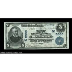 Des Moines, IA - $5 1902 Plain Back Fr. 598 Valley NB of Des Moines Ch. # 2886Nice pen signatures hi