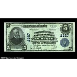 Dubuque, IA - $5 1902 Plain Back Fr. 606 Consolidated NB of Dubuque Ch. # 2327Three extremely light.