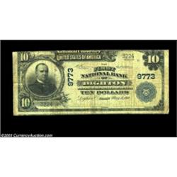 Dighton, KS - $10 1902 Plain Back Fr. 627 First NB of Dighton Ch. # 9773Seven large size notes are r