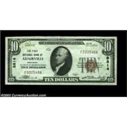 Adairville, KY - $10 1929 Ty. 1 The First NB Ch. # 8814A by no means common note in small size, and.