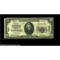 Bardwell, KY - $20 1929 Ty. 2 FNB of Bardwell Ch. # 8331This institution was the only note issuing b