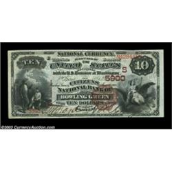 Bowling Green, KY - $10 1882 Brown Back Fr. 490 The Citizens NB Ch. # (S)5900From the same sheet as.