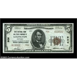 Lexington, KY - $5 1929 Ty. 2 First NB & TC Ch. # 906A really nice Gem Crisp Uncirculated example, w