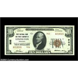 Lexington, KY - $10 1929 Ty. 2 First NB & TC Ch. # 906A really nice Gem Crisp Uncirculated example o