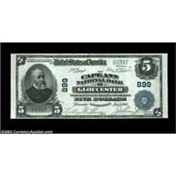 Gloucester, MA - $5 1902 Plain Back Fr. 598 The Cape Ann NB Ch. # 899One of the highest grade blue s