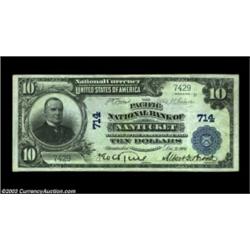 Nantucket, MA - $10 1902 Plain Back Fr. 624 The Pacific NB Ch. # 714A lovely example from the same c