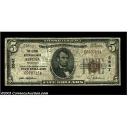 Alpena, MI - $5 1929 Ty. 1 The Alpena NB Ch. # 2847A scarce note from the only bank in the county to