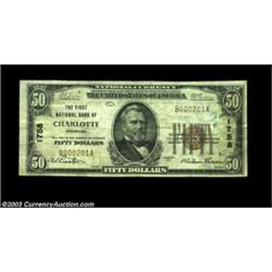 Charlotte, MI - $50 1929 Ty. 1 The First NB Ch. # 1758A nice companion to the large note from here,.