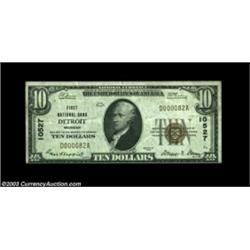 Detroit, MI - $10 1929 Ty. 1 First NB Ch. # 10527Last of the four titles used here, and somewhat sca