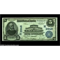 Lake Linden, MI - $5 1902 Plain Back Fr. 600 The First NB Ch. # (M)3948A very high grade example fro