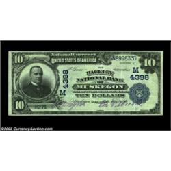 Muskegon, MI - $10 1902 Plain Back Fr. 627 Hackley NB of Muskegon Ch. # (M)4398Bright purple stamped