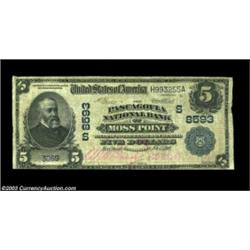 Moss Point, MS - $5 1902 Date Back Fr. 592 The Pascagoula NB Ch. # (S)8593A very scarce bank in larg