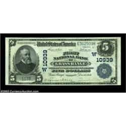 Grass Range, MT - $5 1902 Plain Back Fr. 606 The First NB Ch. # (W)10939A simply lovely note with an