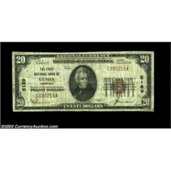 Genoa, NE - $20 1929 Ty. 1 FNB of Genoa Ch. # 5189This is the more challenging to locate of the two.