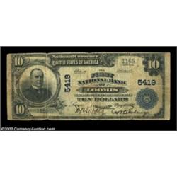 Loomis, NE - $10 1902 Plain Back Fr. 633 First NB Ch. # 5419This rare note has wonderful pen signatu