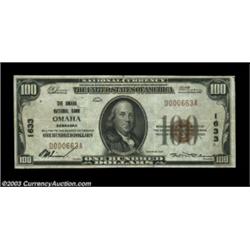 Omaha, NE - $100 1929 Ty. 1 Omaha NB Ch. # 1633A mate to the $50 from this institution offered above